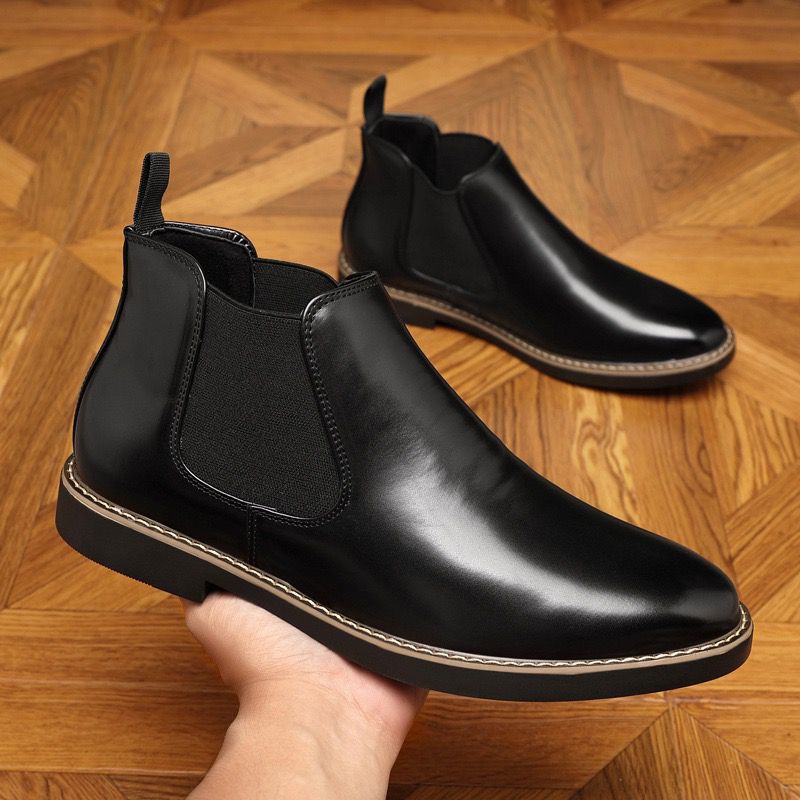 Chelsea Retro Leather Short Boots - Formal Oxford Style (Product Code: 1973)