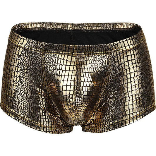 Low-Rise Serpentine Fabric Men's Boxers with U-Embossed Design (Code: U003)