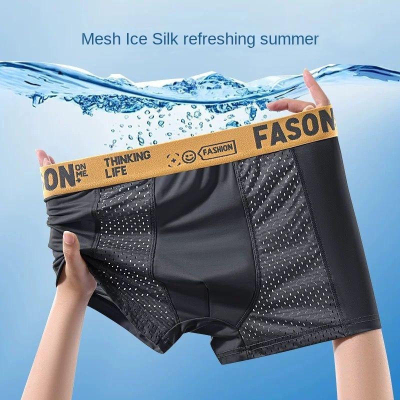 Men's Breathable Ice Silk Boxer Shorts - Sexy, Slim, and Comfortable Bamboo Lingerie (Code: U005)